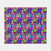Liebe & Peace 60's Hippie Blume Power Groovy Fleecedecke (Vorderseite (Horizontal))