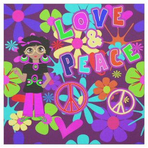 Liebe & Peace 60's Hippie Blume Power Groovy Stoff