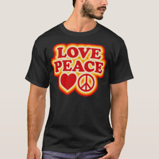 Liebe Peace 70er Retro Design T-Shirt