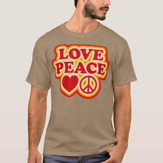 Liebe Peace 70er Retro Design T-Shirt