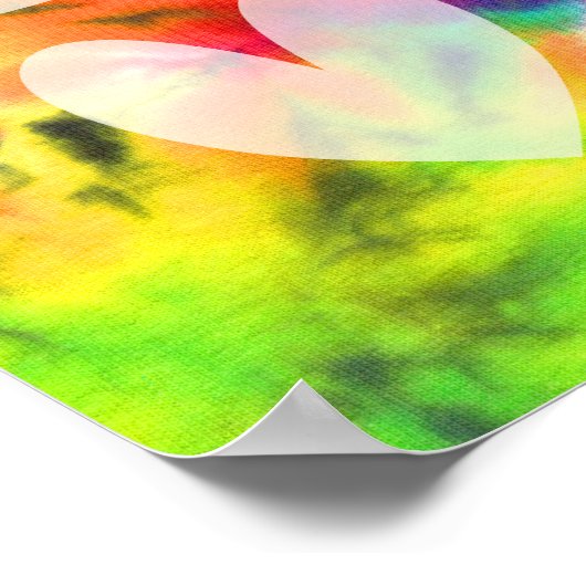 Liebe Peace Abstrakt Bright Rainbow Batik Gefärbte Poster (Ecke)