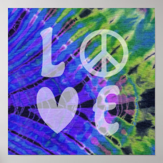 Liebe Peace Abstrakt Peacock Blue Green Aquamarin  Poster