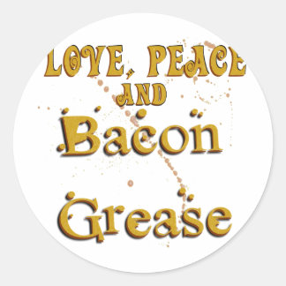 Liebe Peace & Bacon Grease Runder Aufkleber