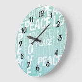 Liebe Peace Blue Mint Ombre Große Wanduhr (Winkel)