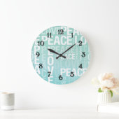 Liebe Peace Blue Mint Ombre Große Wanduhr (Zuhause)