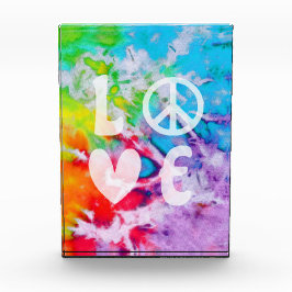 Liebe Peace Boho Abstrakt Watercolor Rainbow Batik Fotoblock