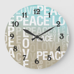 Liebe Peace Cream Aqua Ombre Große Wanduhr