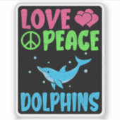 Liebe Peace Delphine Niedliche Meerestiere Dolphin Aufkleber (Vorderseite)