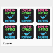 Liebe Peace Delphine Niedliche Meerestiere Dolphin Quadratischer Aufkleber (Blatt)