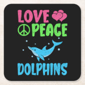Liebe Peace Delphine Niedliche Meerestiere Dolphin Rechteckiger Pappuntersetzer (Vorderseite)