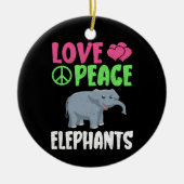 Liebe Peace Elephants Niedlich Zoo Tiere Elefanten Keramik Ornament (Vorne)