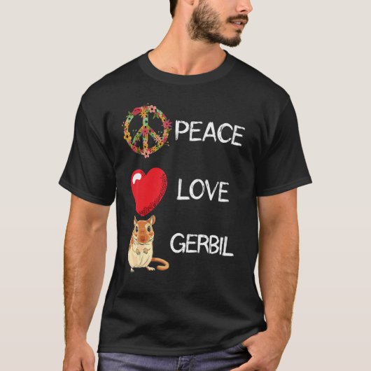 Liebe Peace Gerbil Heart Unity Gerbil Rodent Rat A T-Shirt (Vorderseite)