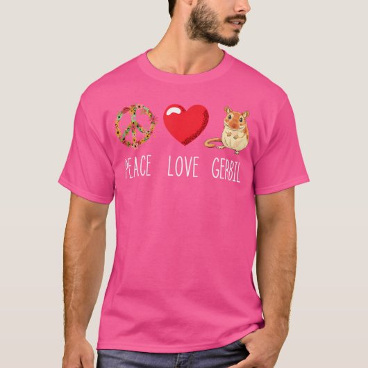 Liebe Peace Gerbil Heart Unity Rodent Rat Animal G T-Shirt (Vorderseite)