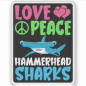 Liebe Peace Hammerhead Haie Niedliche Meerestiere  Aufkleber (Vorderseite)