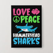 Liebe Peace Hammerhead Haie Niedliche Meerestiere  Button (Vorderseite)