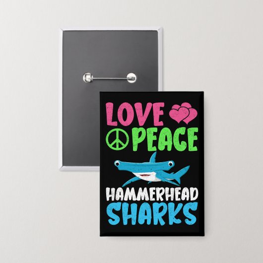 Liebe Peace Hammerhead Haie Niedliche Meerestiere  Button (Vorderseite/Rückseite)