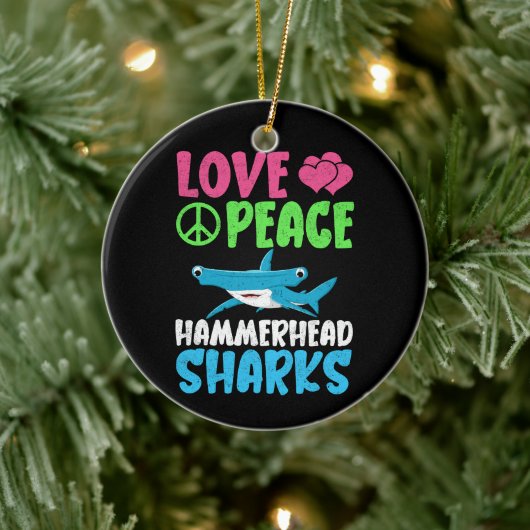 Liebe Peace Hammerhead Haie Niedliche Meerestiere Keramik Ornament (Baum)