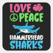 Liebe Peace Hammerhead Haie Niedliche Meerestiere  Quadratischer Aufkleber (Vorderseite)