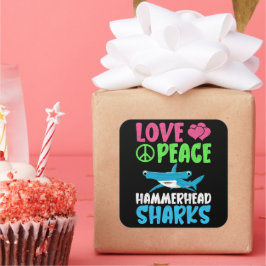 Liebe Peace Hammerhead Haie Niedliche Meerestiere  Quadratischer Aufkleber