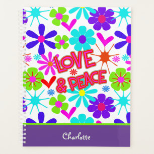Liebe & Peace Hippie Blume Power Personalisiert Planer