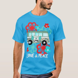 Liebe & Peace Hippie Blumenkamper Van Fun Grafik T-Shirt