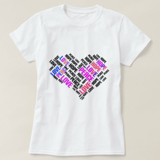 LIEBE PEACE HOPE Chic Stylish Word Cloud T-Shirt (Design vorne)