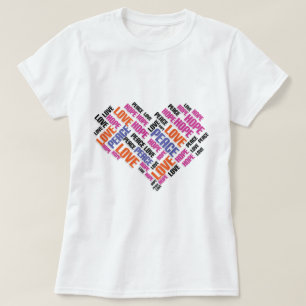 LIEBE PEACE HOPE Chic Stylish Word Cloud T-Shirt