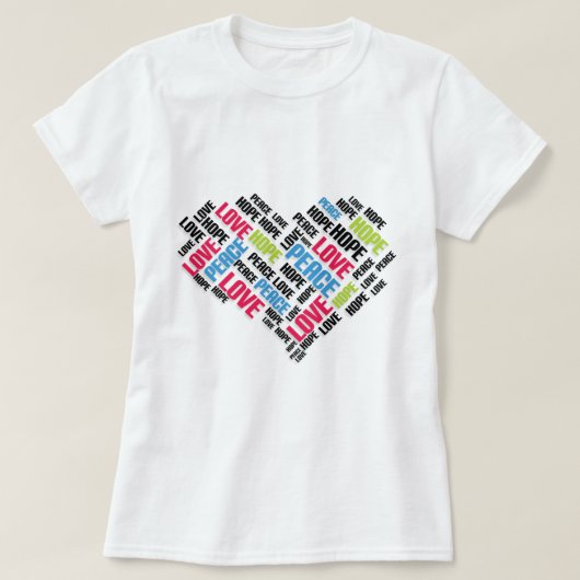 LIEBE PEACE HOPE Chic Stylish Word Cloud T-Shirt (Design vorne)