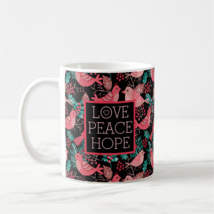 Liebe Peace Hope Christmas Winter Red Berries Bird Kaffeetasse
