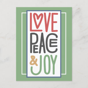 Liebe Peace & Joliday Postcard Feiertagspostkarte