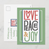 Liebe Peace & Joliday Postcard Feiertagspostkarte (Vorne/Hinten)