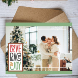 Liebe Peace & Joy (addieren Sie Ihr Foto) Minimali Feiertagskarte