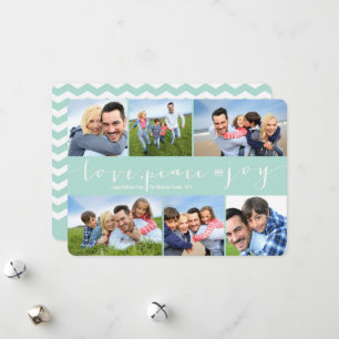 Liebe Peace Joy Aqua Band Moderne 6 Fotocollage Feiertagskarte