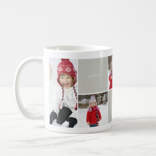 Liebe Peace Joy Blocks Foto Collage Tasse (Links)