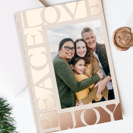 LIEBE PEACE JOY ein Foto Rahmen blush Rose Gold Folien Feiertagskarte