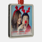 Liebe Peace Joy Foto Niedlich Red Christmas Ornament Aus Metall (Rechts)