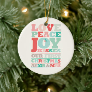 Liebe Peace Joy Kisses Color Typografie Weihnachte Keramik Ornament