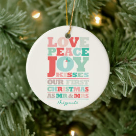 Liebe Peace Joy Kisses Color Typografie Weihnachte Keramikornament