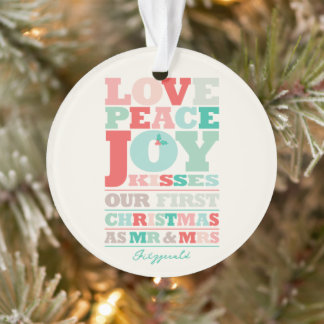 Liebe Peace Joy Kisses Color Typografie Weihnachte Ornament