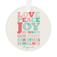 Liebe Peace Joy Kisses Color Typografie Weihnachte