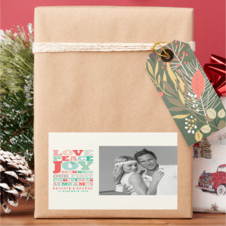 Liebe Peace Joy Kisses Color Typografie Weihnachte Rechteckiger Aufkleber
