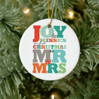 Liebe Peace Joy Kisses Mr. & Mrs. 1. Weihnachtsfes Keramik Ornament