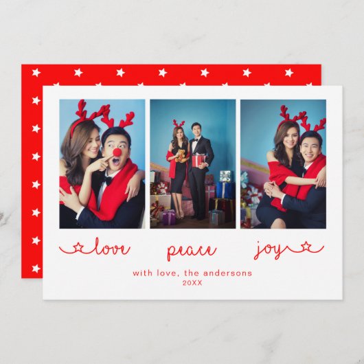 Liebe Peace Joy Niedlich Foto Collage Weihnachten (Vorne/Hinten)