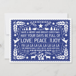 Liebe Peace, Joy Papel picado, blauer Weihnachten