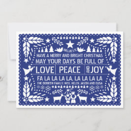 Liebe Peace, Joy Papel picado, blauer Weihnachten