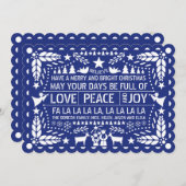 Liebe Peace, Joy Papel picado, blauer Weihnachten (Vorne/Hinten)