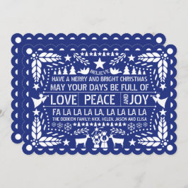Liebe Peace, Joy Papel picado, blauer Weihnachten