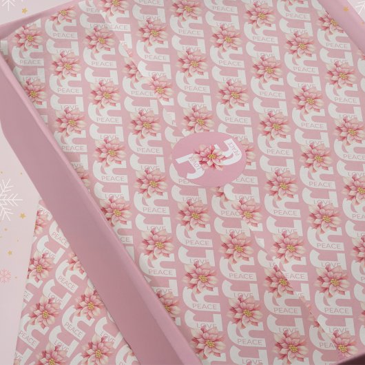 Liebe Peace Joy Pink Poinsettia Weihnachtsmuster Seidenpapier