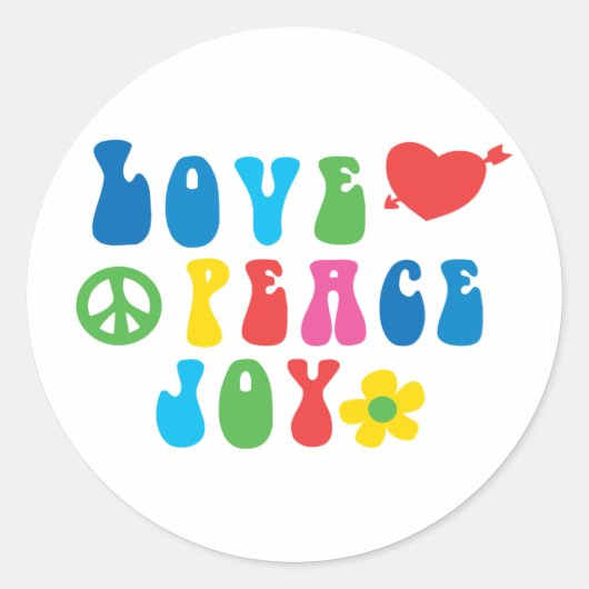 Liebe Peace Joy Round Stickers, glänzend Runder Aufkleber (Vorderseite)