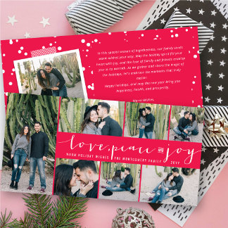 Liebe Peace Joy Simple Trendy Script Modern 7 Foto Feiertagskarte